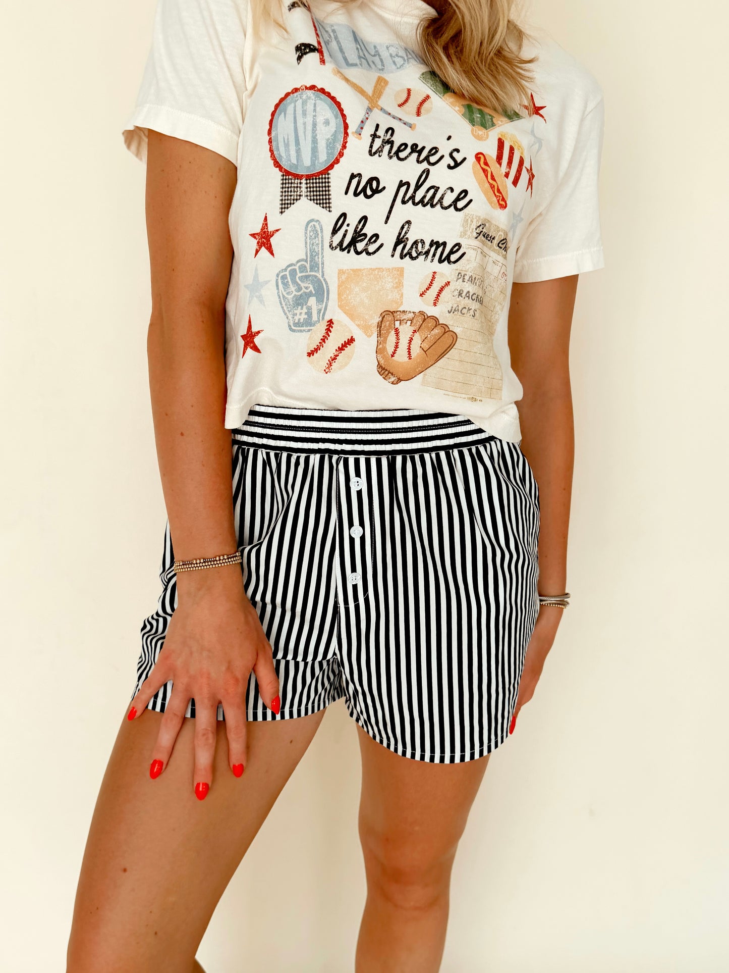 Navy Striped Elastic Waist Boxer Shorts