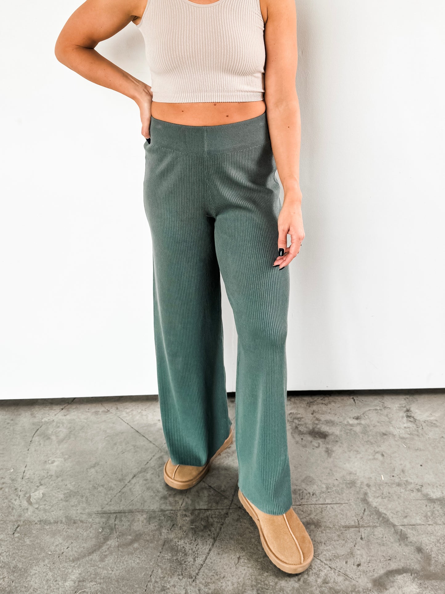 Ash Jade Ribbed Comfy Pants