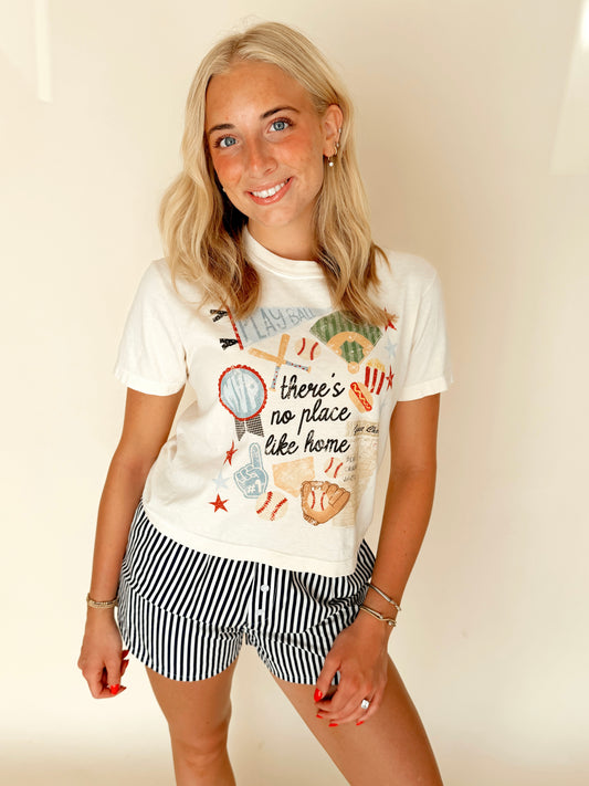 ‘No Place Like Home’ Baseball Collage Boxy Tee
