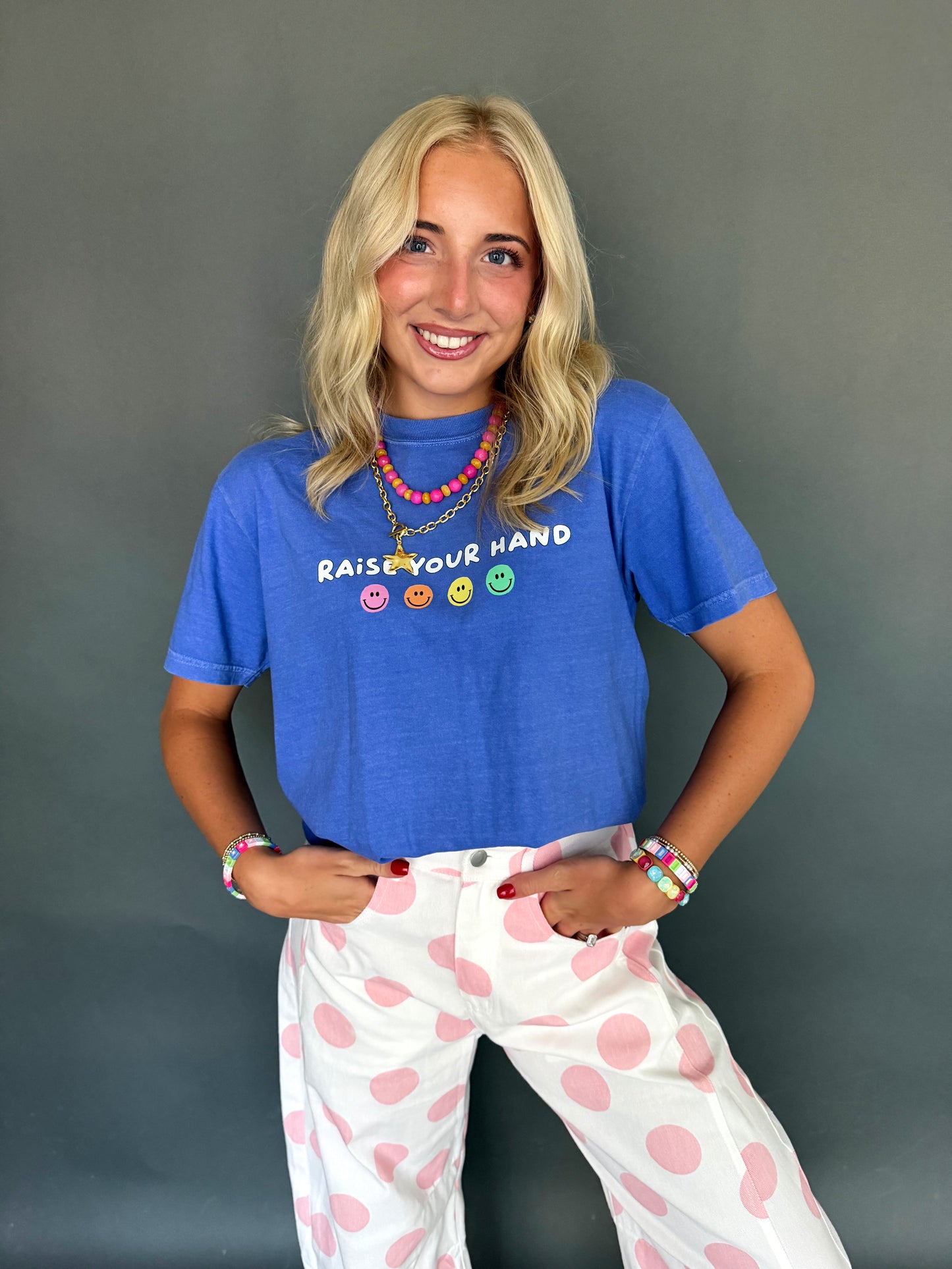 Mystic Blue “Raise Your Hand” Tee