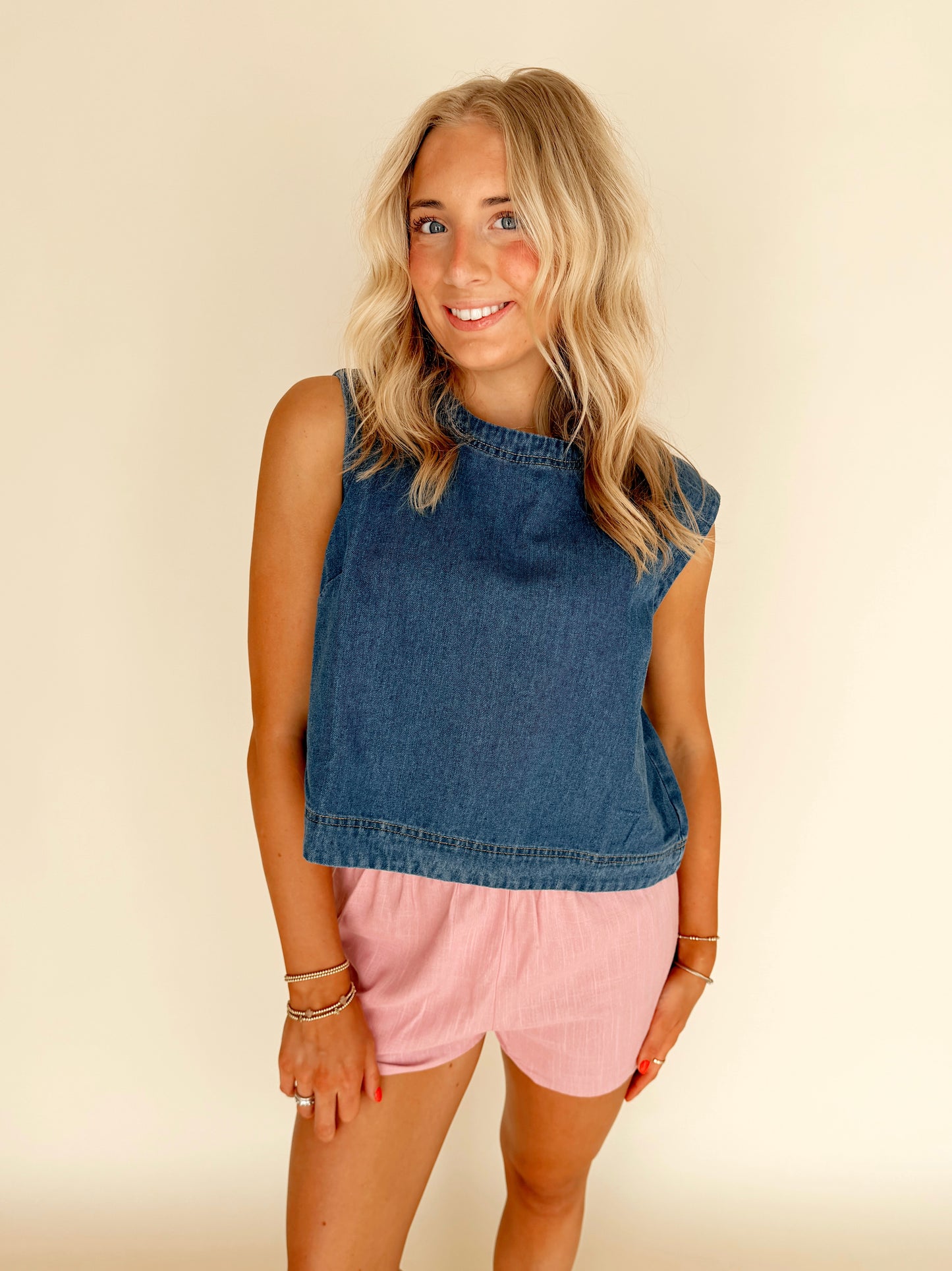 Light Denim Boxy Sleeveless Top