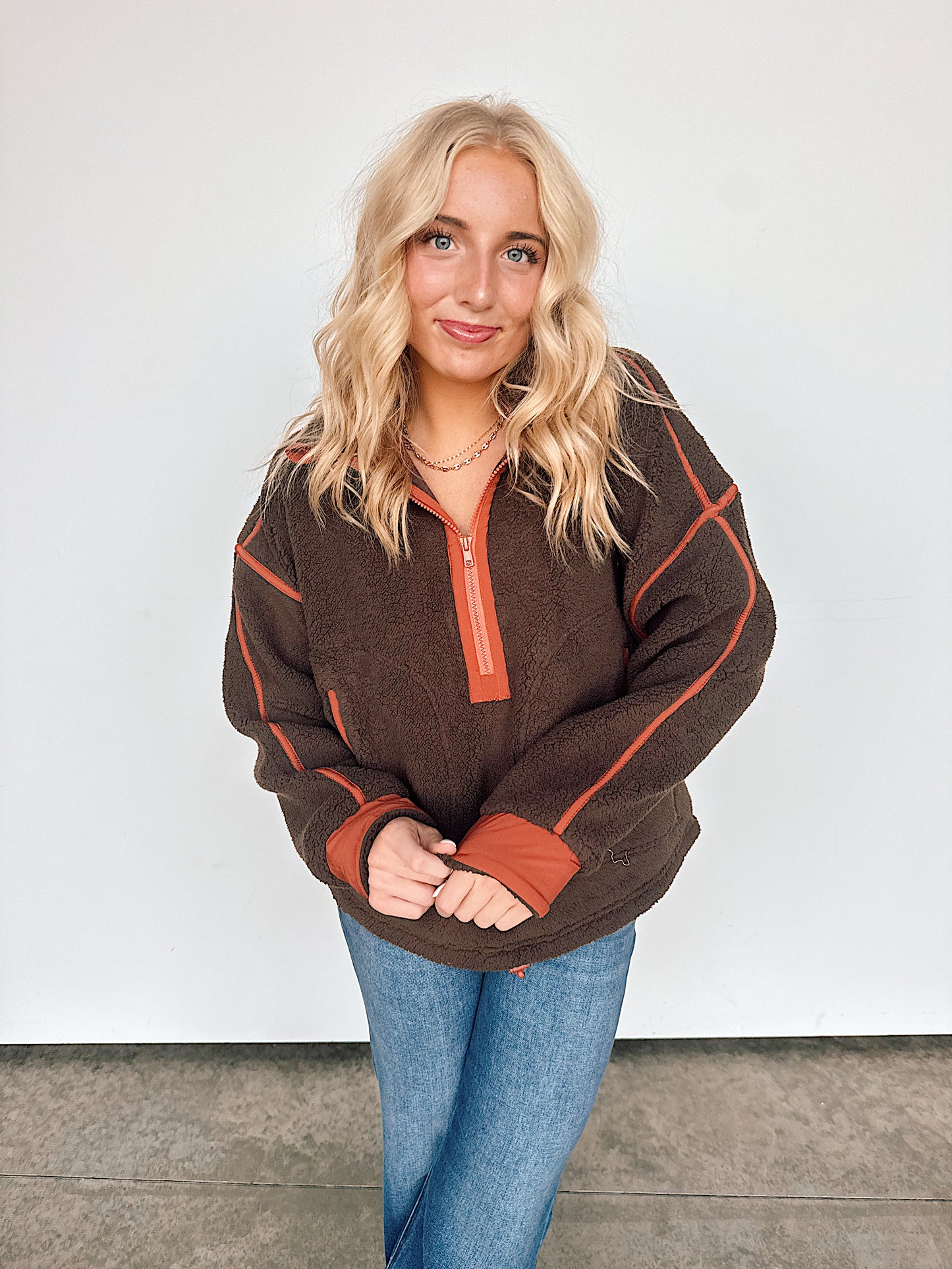 Chocolate Brown Half Zip Fleece