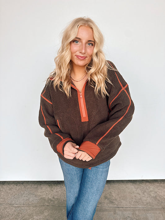 Chocolate Brown Half Zip Fleece