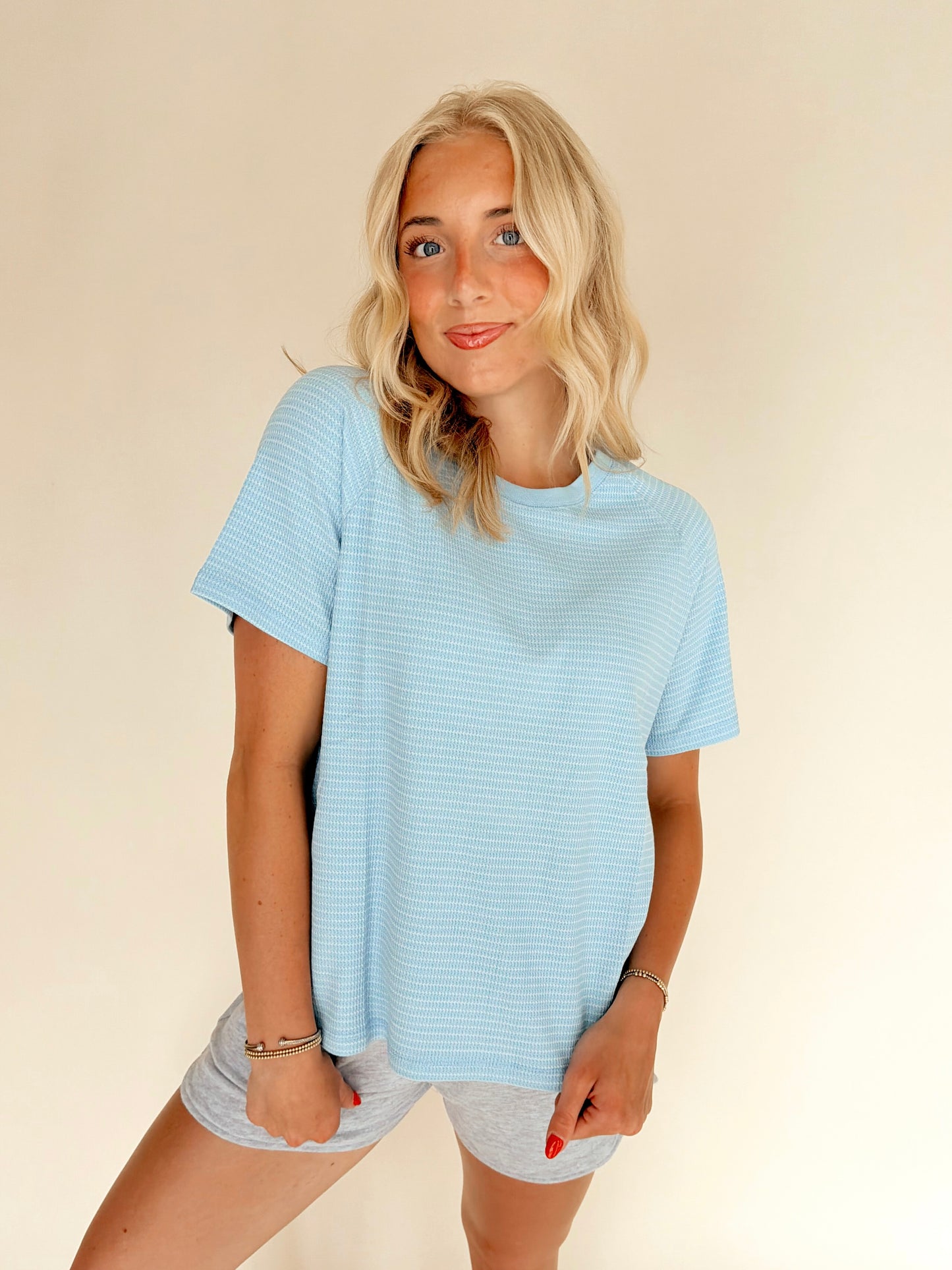 Baby Blue Striped Top