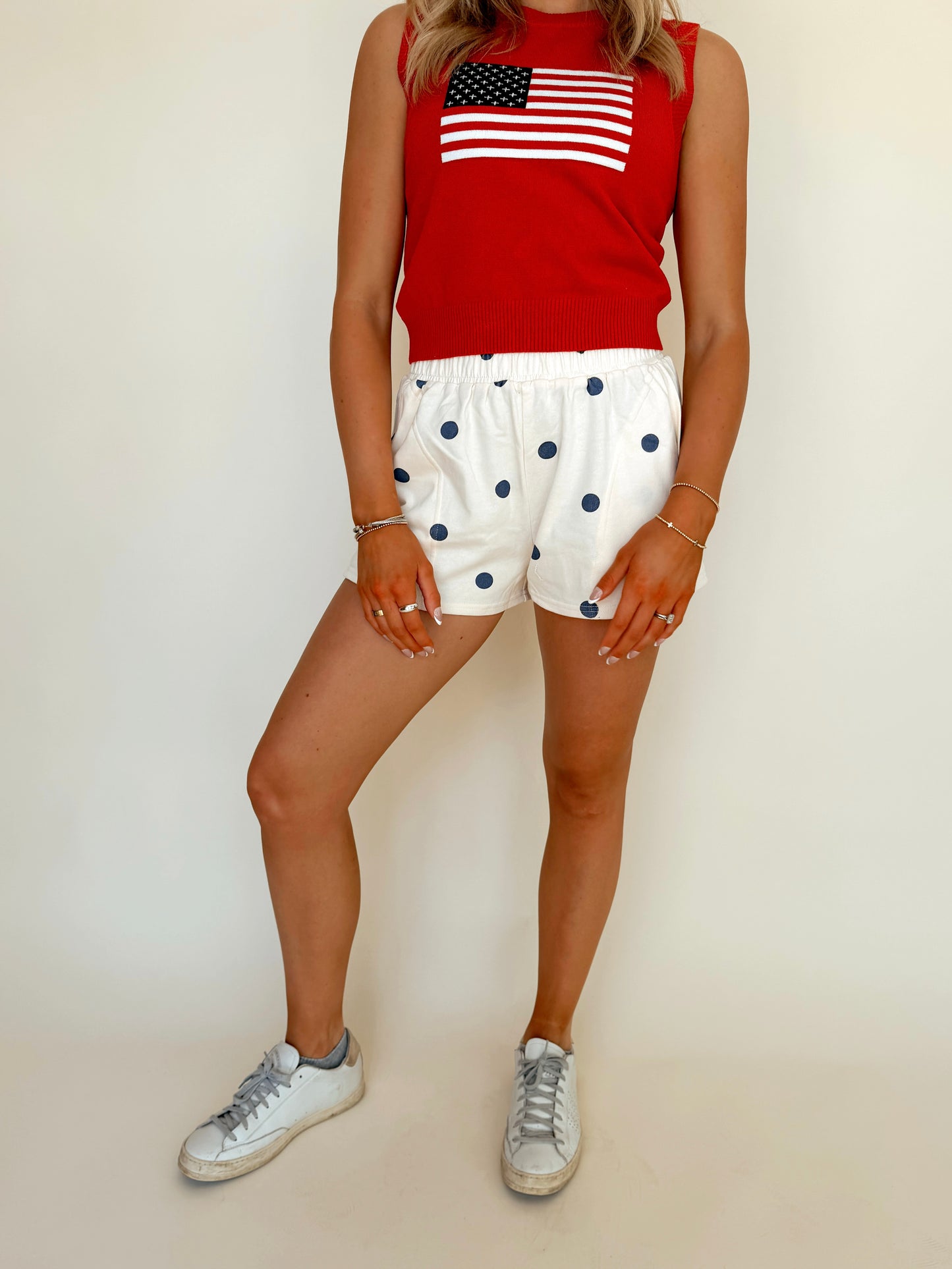 Navy Polka Dot French Terry Shorts