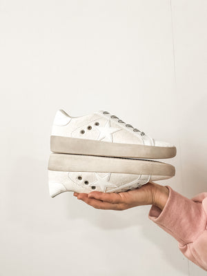 White Lace Up Star Sneakers