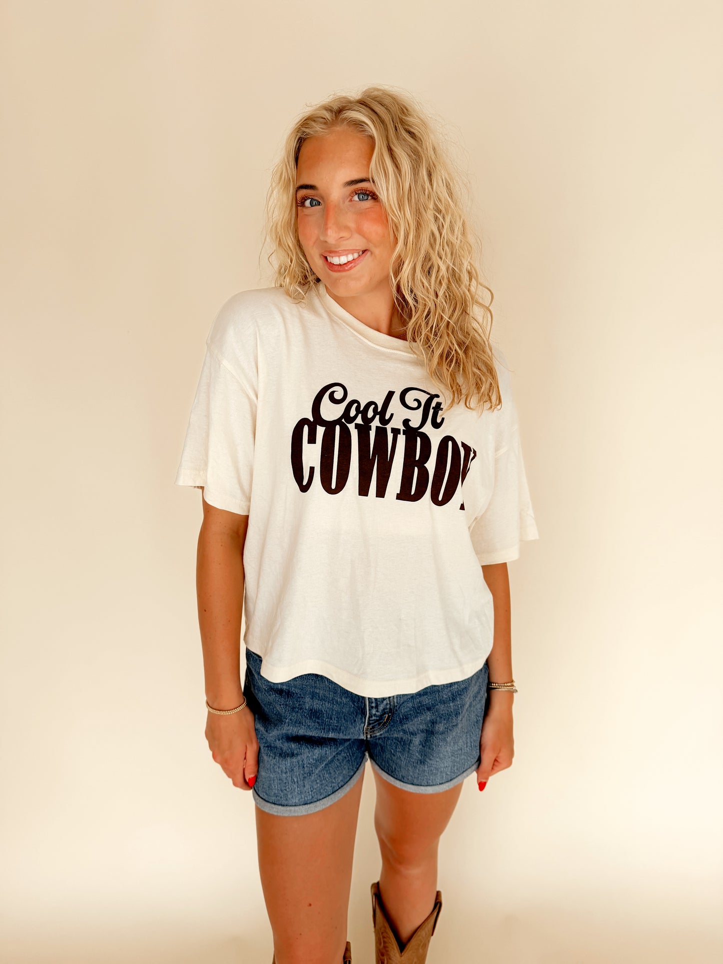 ‘Cool It Cowboy’ Boxy Crop Tee
