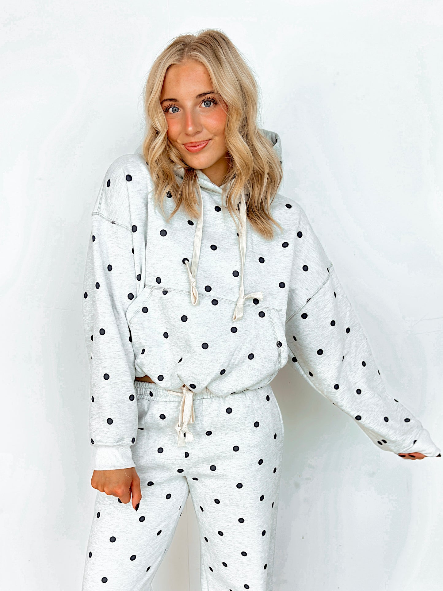 Heather Grey & Navy Polka Dot Lounge Set