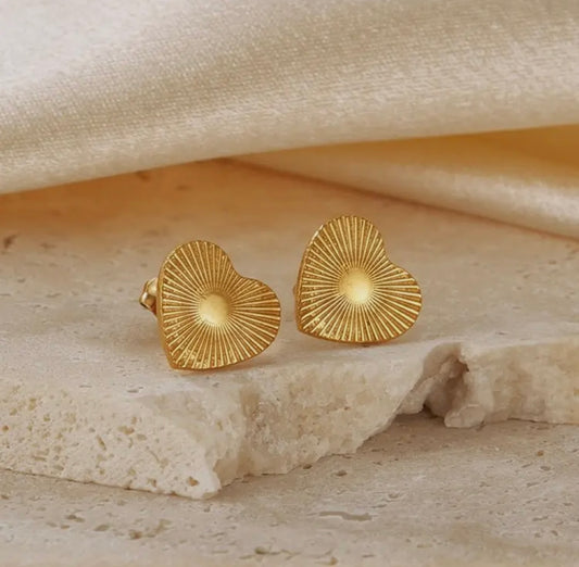 Gold Heart Studs