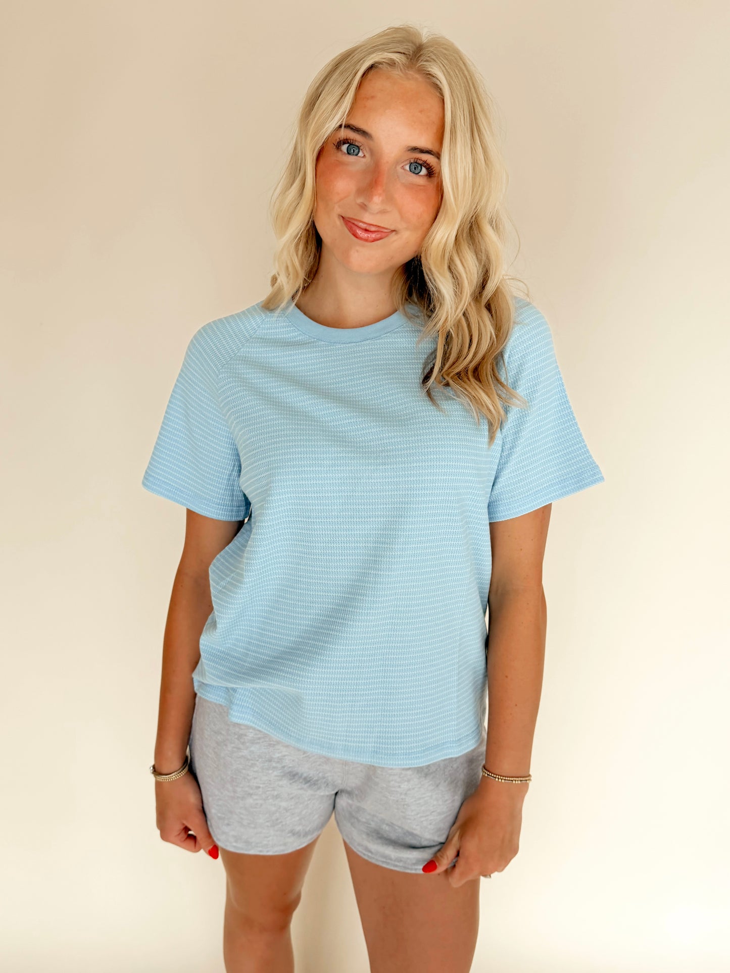 Baby Blue Striped Top