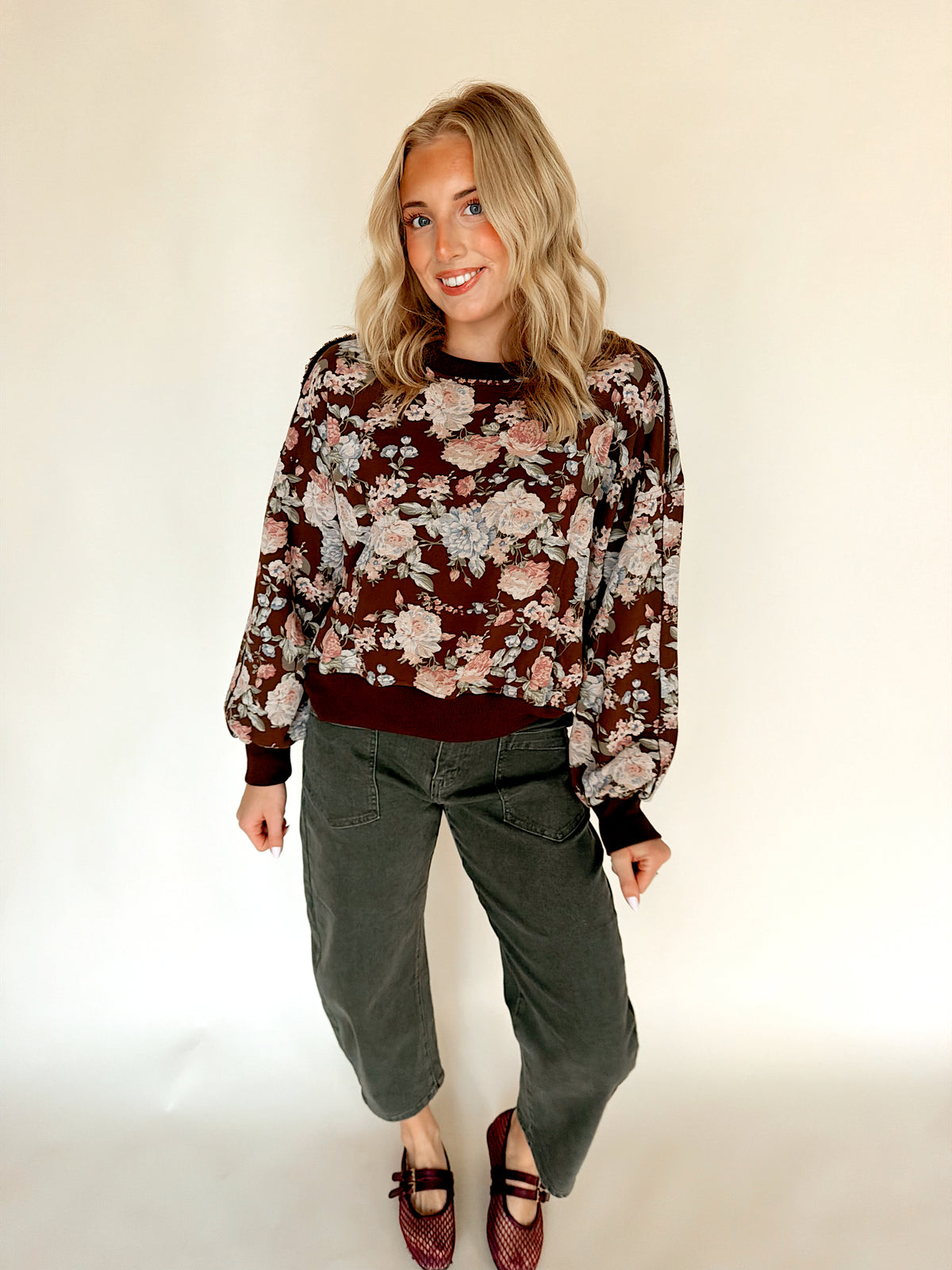 Vintage Brown Floral Crewneck