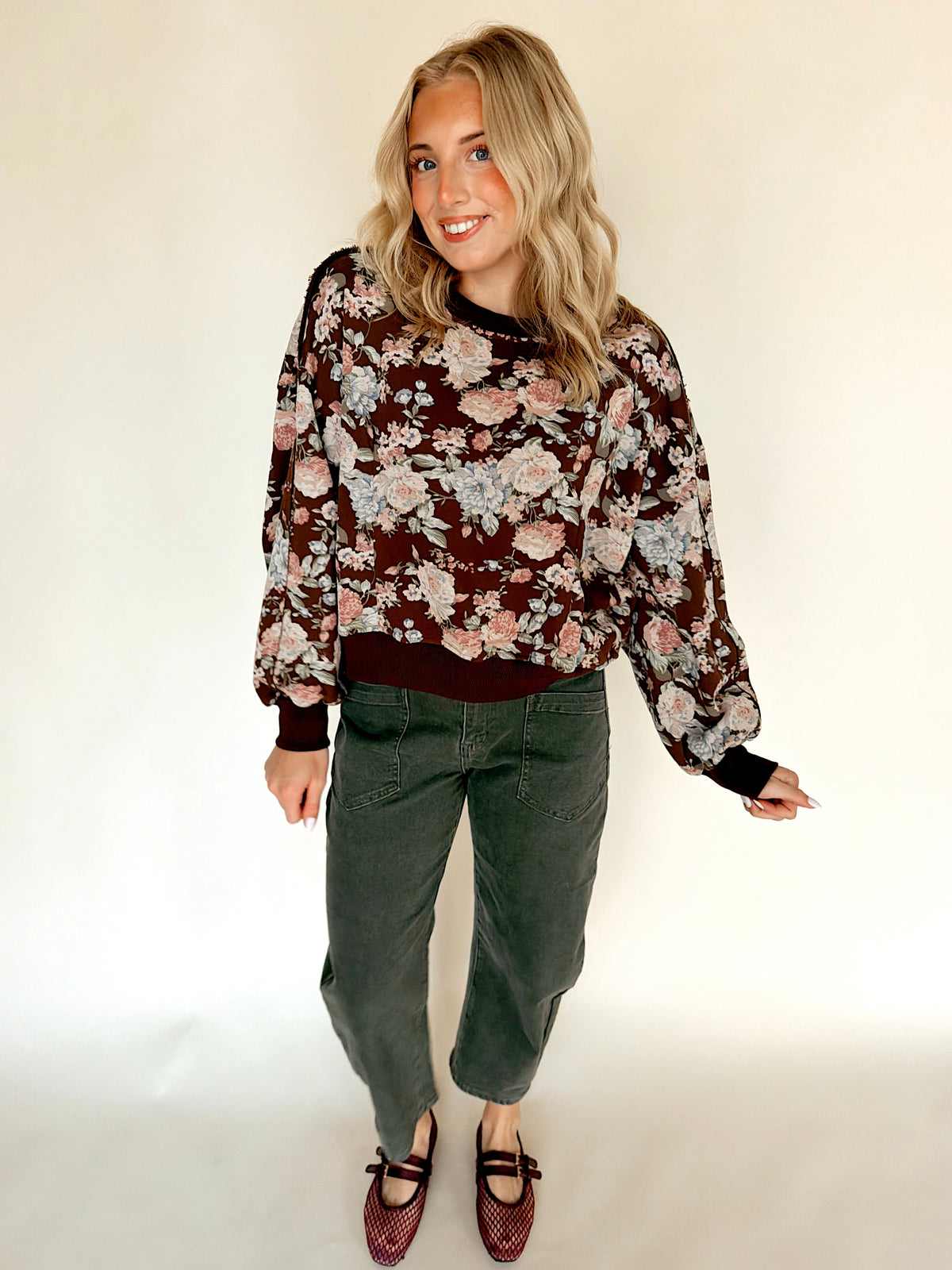 Vintage Brown Floral Crewneck