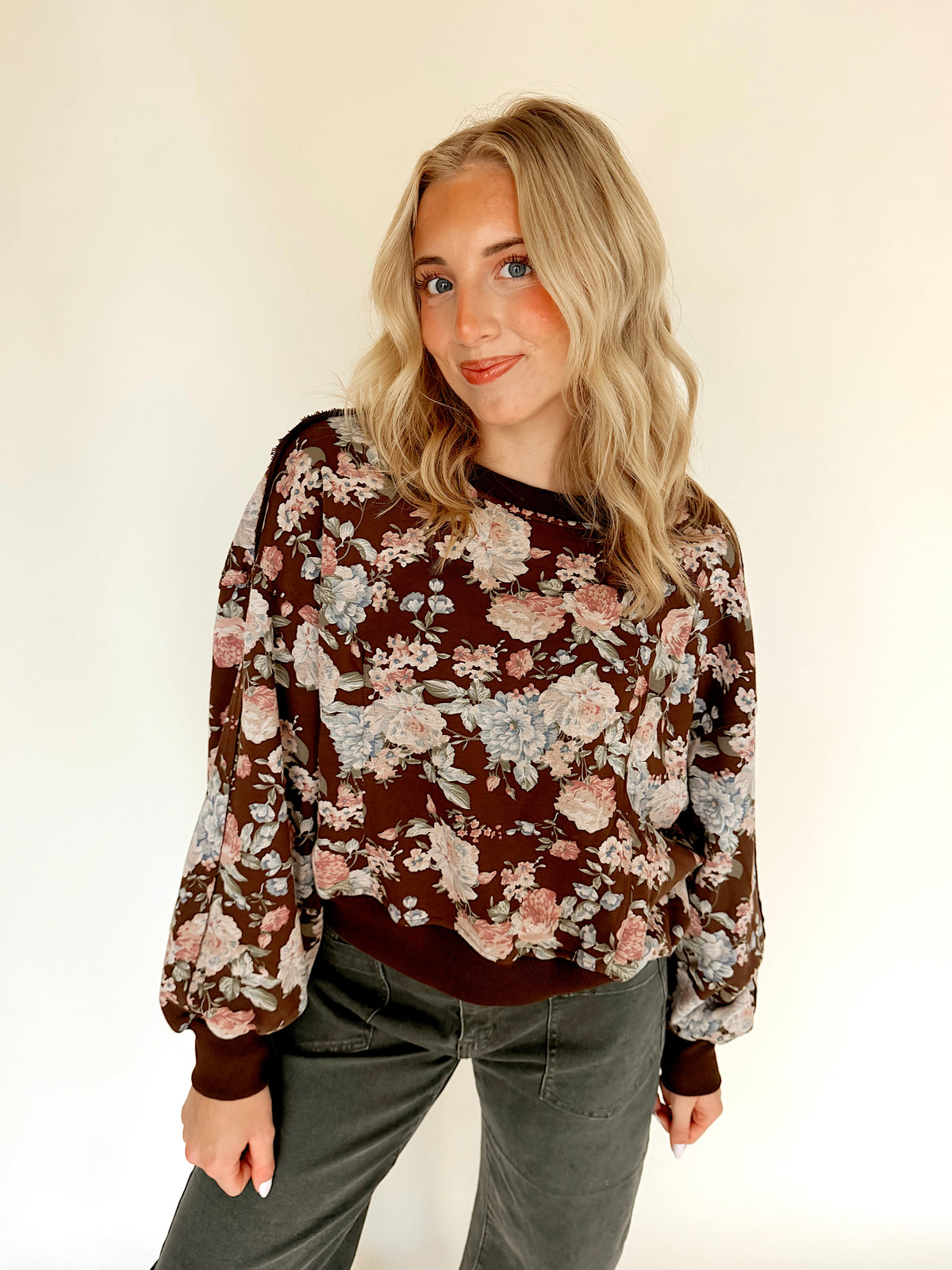 Vintage Brown Floral Crewneck