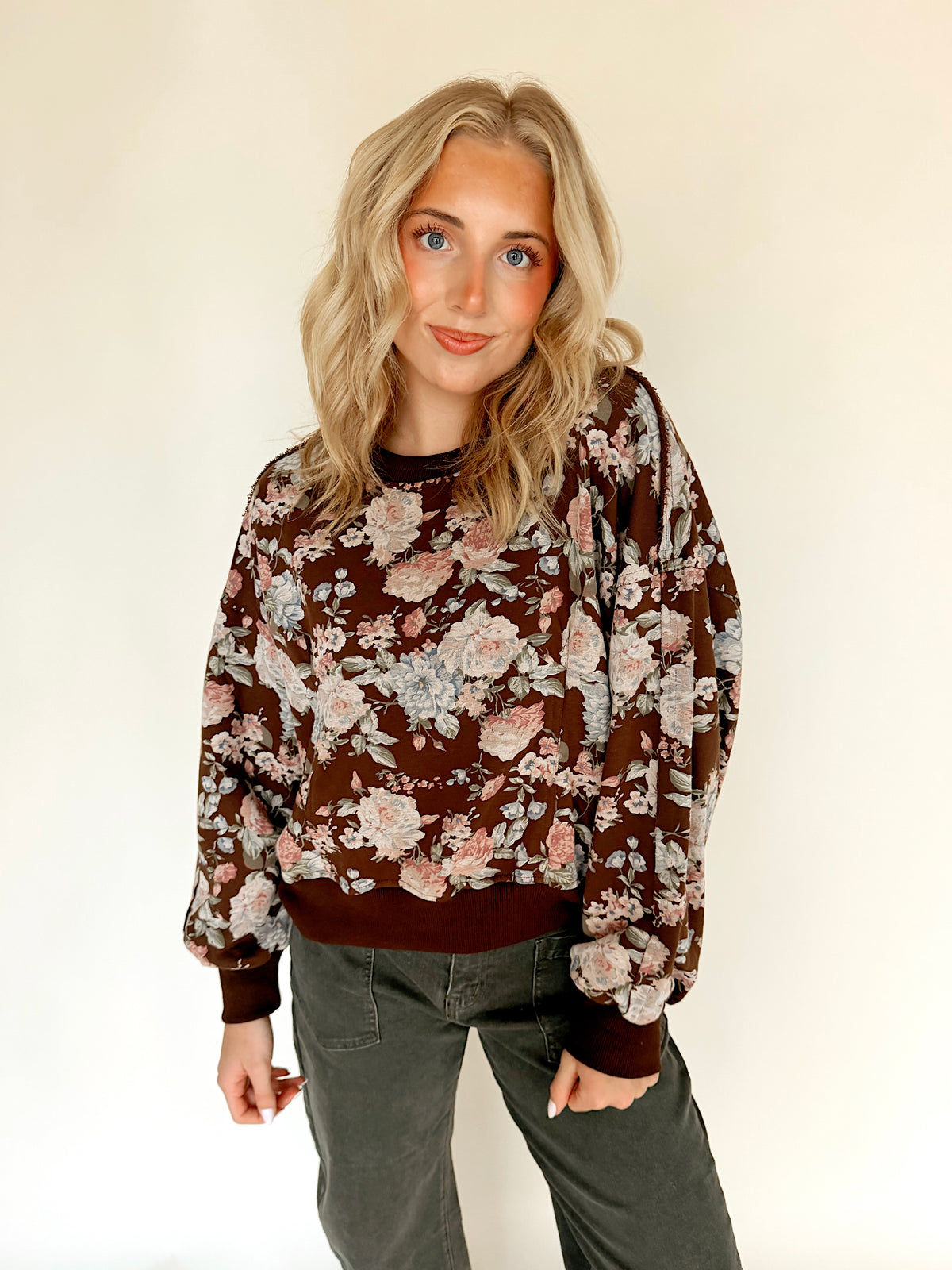 Vintage Brown Floral Crewneck