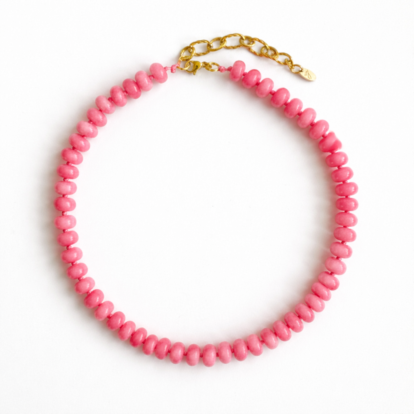 Pink Jade Refined Stone Bead Necklace
