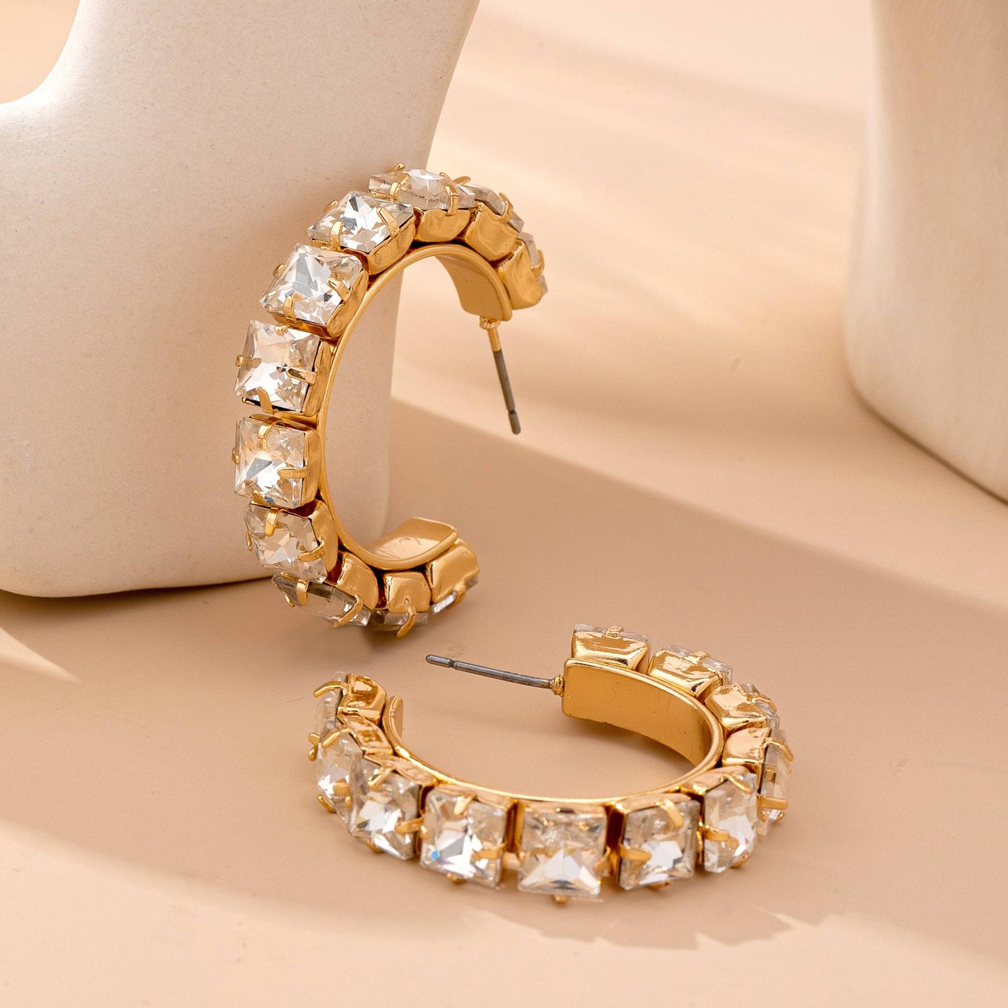 Crystal Gold Hoop Earrings