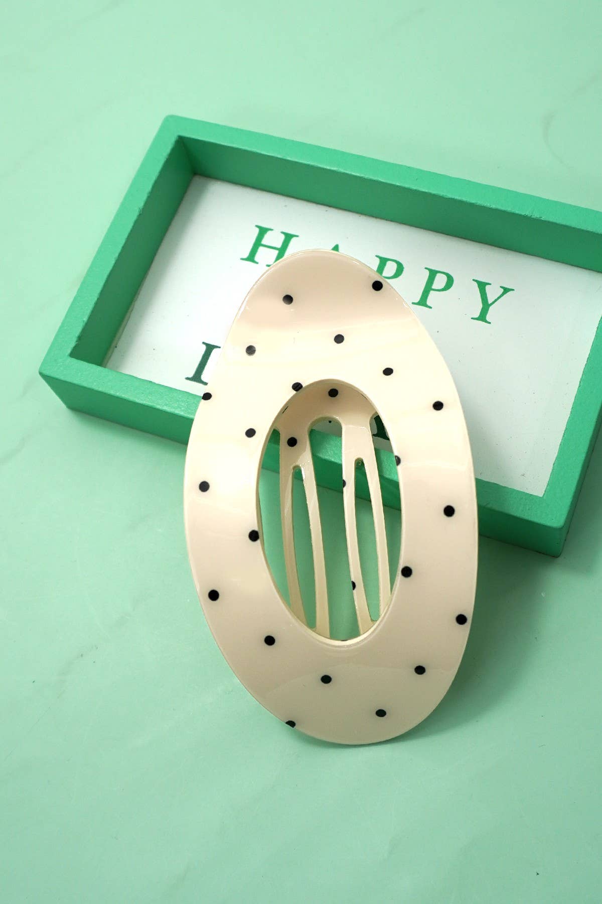 Oval Flat Dotted Hair Claw Clips