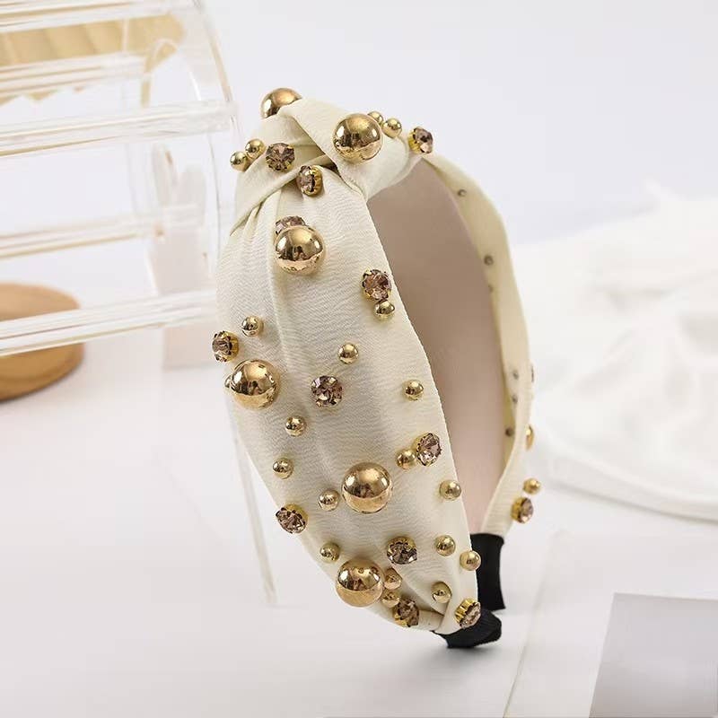 Multi Gold Ball Rhinestone Knot Headband {2 colors}